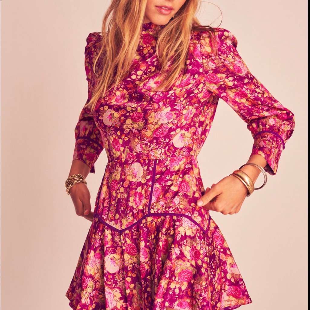 Nwt Loveshackfancy Mayberry Dress Magenta Diamond
